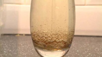 Sediment in a glass of water